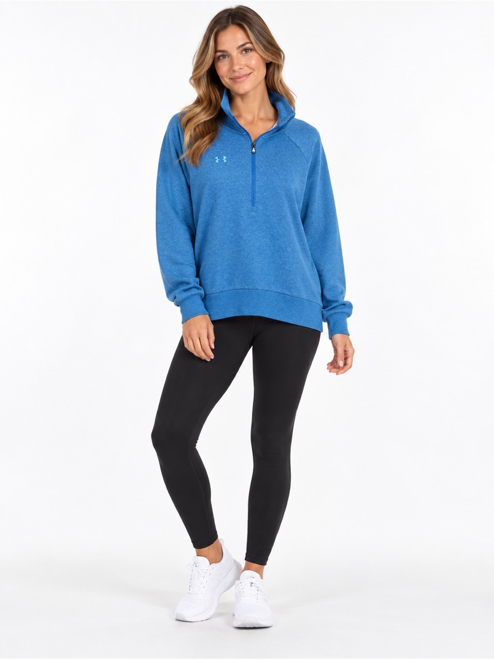 Under Armour Heathered Blue Quarter-Zip Pullover, Size Large